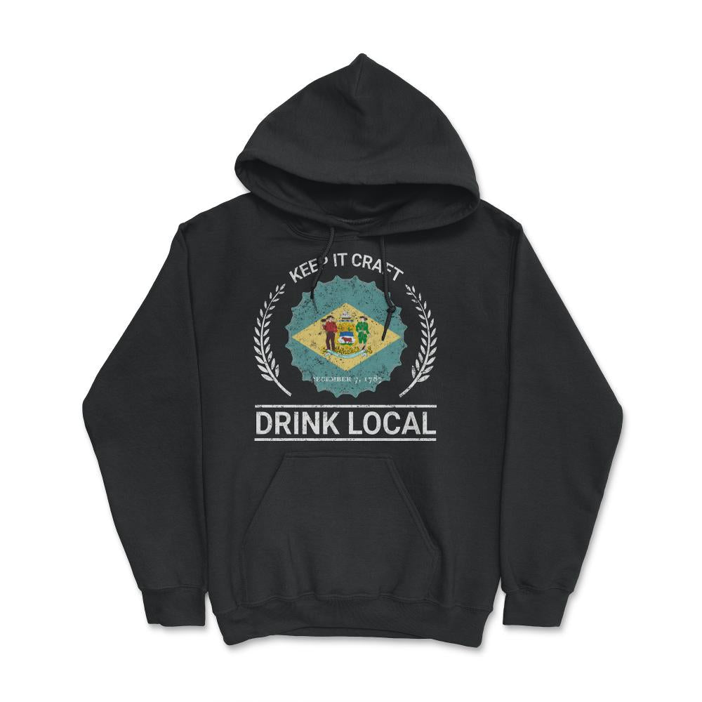 Drink Local Delaware Vintage Craft Beer Bottle Cap Brewing - Hoodie - Black