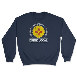 Drink Local New Mexico Vintage Craft Beer Bottle Cap Brewing - Unisex Sweatshirt - Navy