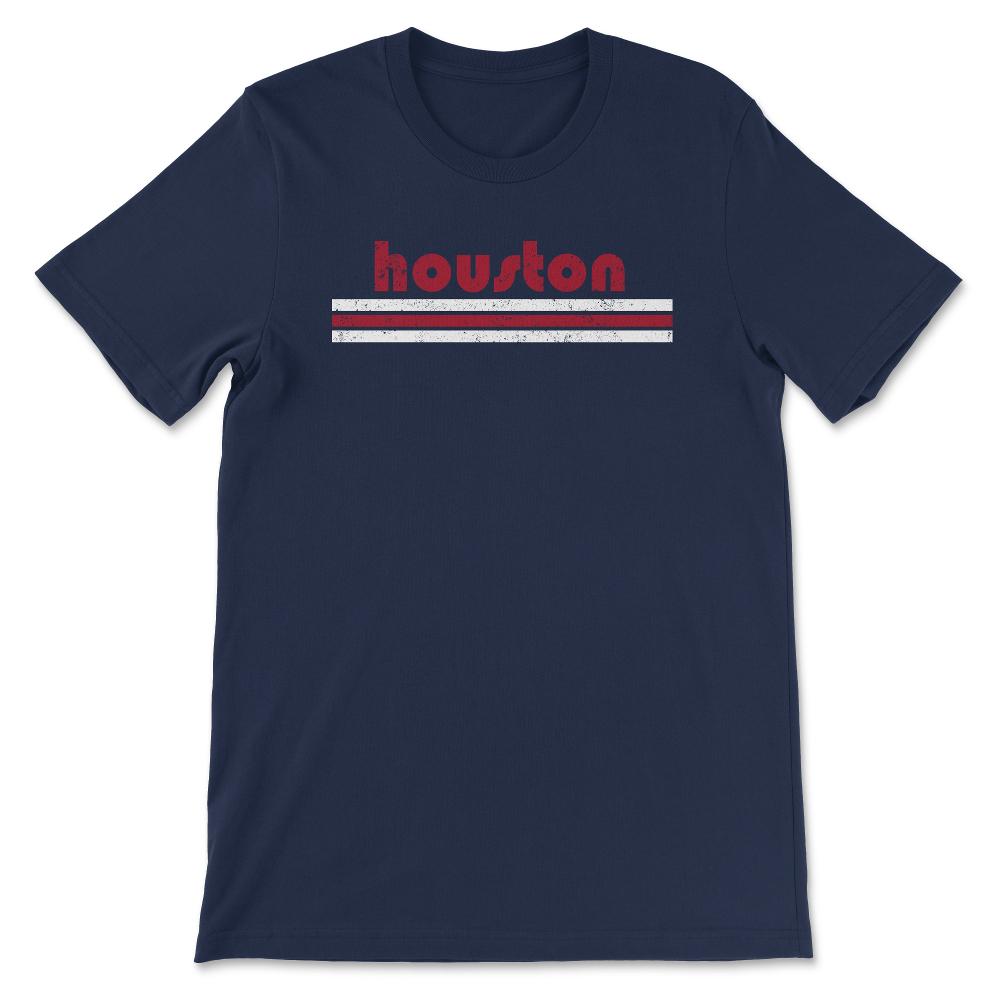 Vintage Houston Texas Retro Three Stripe Weathered - Unisex T-Shirt - Navy