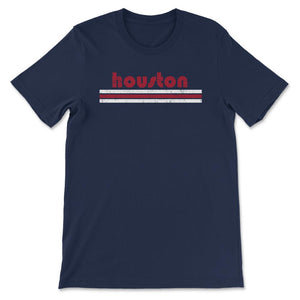 Vintage Houston Texas Retro Three Stripe Weathered - Unisex T-Shirt - Navy