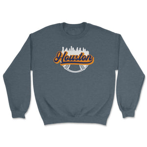 Houston Texas Baseball Downtown City Skyline Baseball Fan - Unisex Sweatshirt - Dark Grey Heather