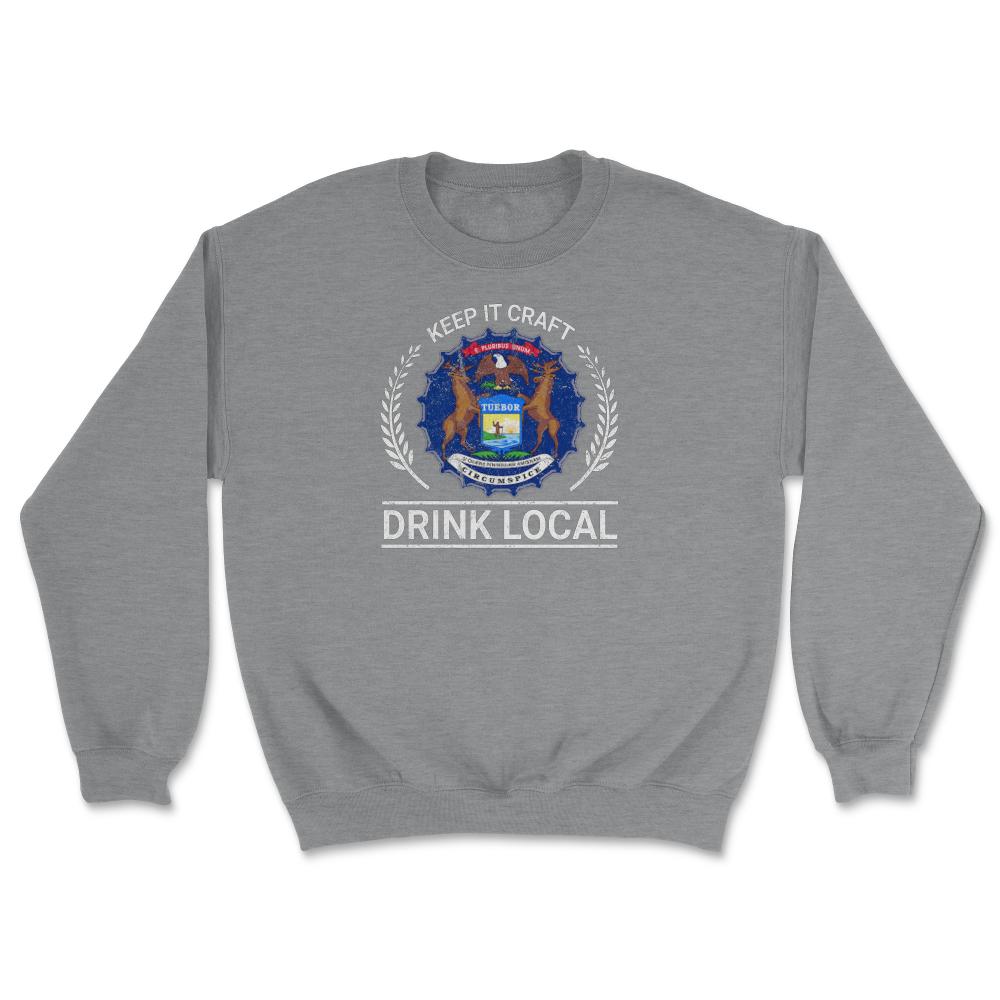 Drink Local Michigan Vintage Craft Beer Bottle Cap Brewing - Unisex Sweatshirt - Grey Heather