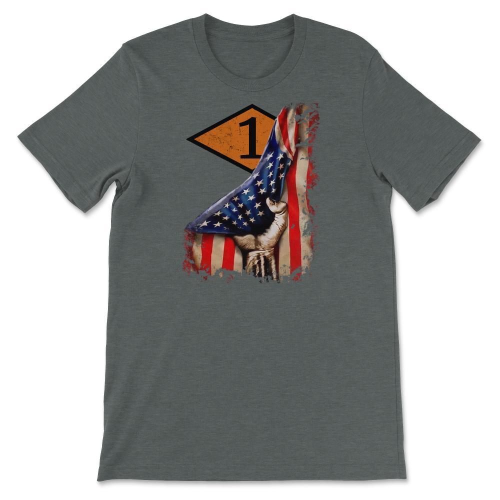 First 1st Ranger Battalion Orange Diamond USA Flag Pull Back - Unisex T-Shirt - Dark Grey Heather