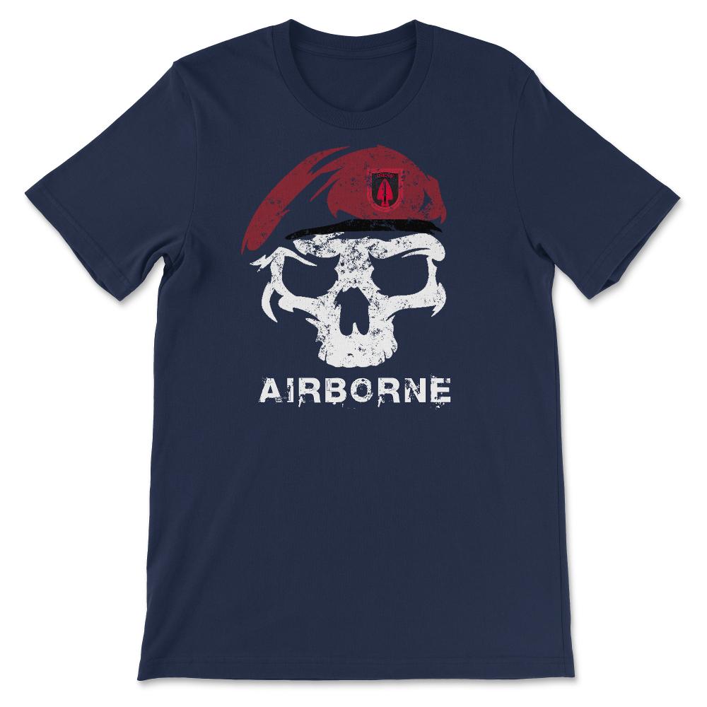 Vintage Army USASOC Skull Maroon Beret Special Operations Command Gift - Unisex T-Shirt - Navy