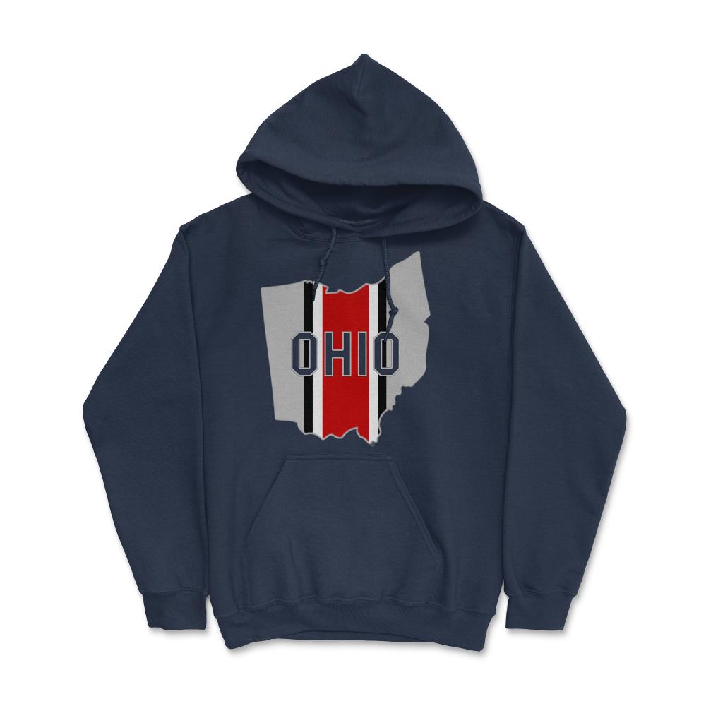 OHIO Striped State Outline Football Fan - Hoodie - Navy