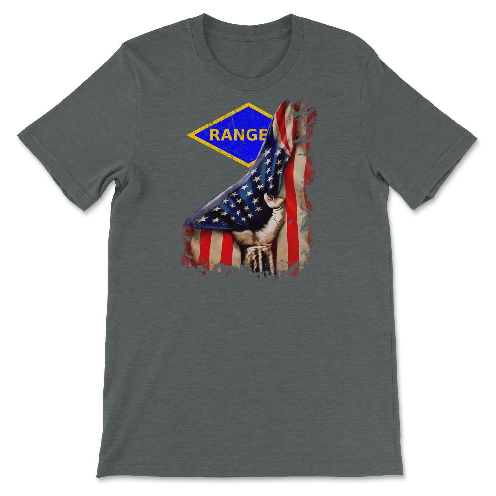 Blue Ranger Diamond USA Flag Pull Back Patriotic Military Gift - Unisex T-Shirt - Dark Grey Heather
