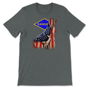 Blue Ranger Diamond USA Flag Pull Back Patriotic Military Gift - Unisex T-Shirt - Dark Grey Heather