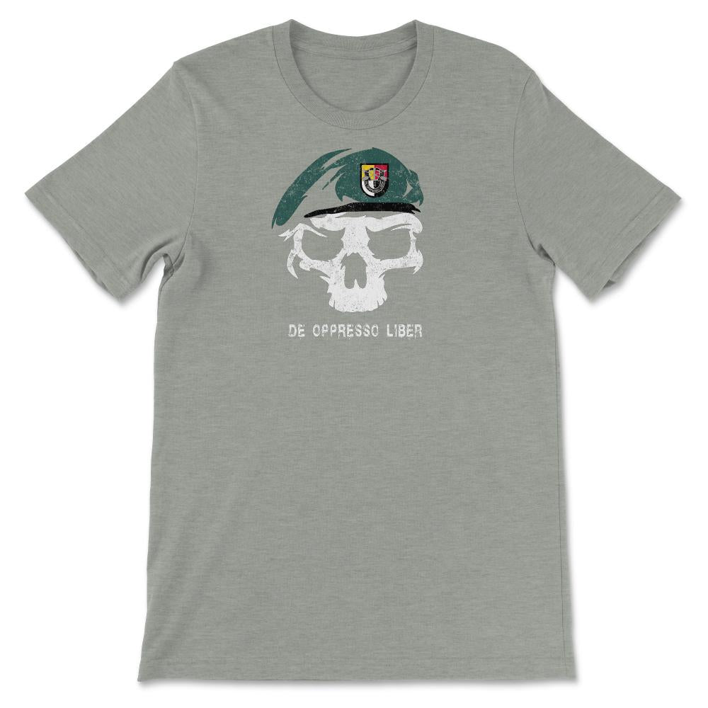 Army Special Forces De Oppresso Liber Green Beret 3rd SFG Airborne - Unisex T-Shirt - Grey Heather