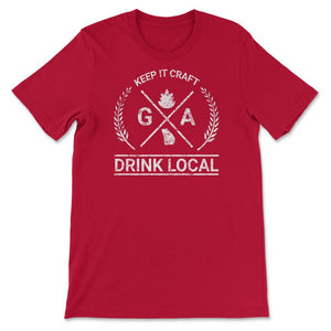 Drink Local Georgia Vintage Craft Beer Brewing Unisex T-shirt - Unisex T-Shirt - Red