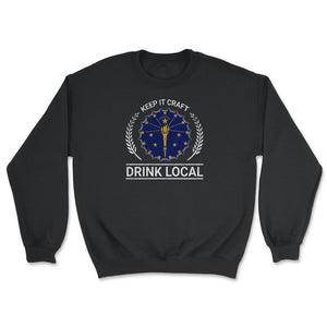 Drink Local Indiana Vintage Craft Beer Bottle Cap Brewing - Unisex Sweatshirt - Black