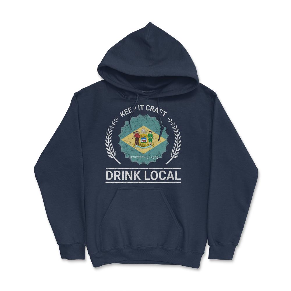 Drink Local Delaware Vintage Craft Beer Bottle Cap Brewing - Hoodie - Navy