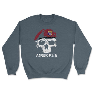 Vintage Army 95th Civil Affairs Skull Maroon Beret Special Operations - Unisex Sweatshirt - Dark Grey Heather