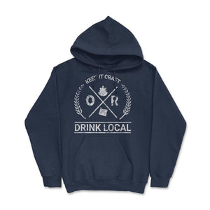 Drink Local Oregon Vintage Craft Beer Brewing - Hoodie - Navy