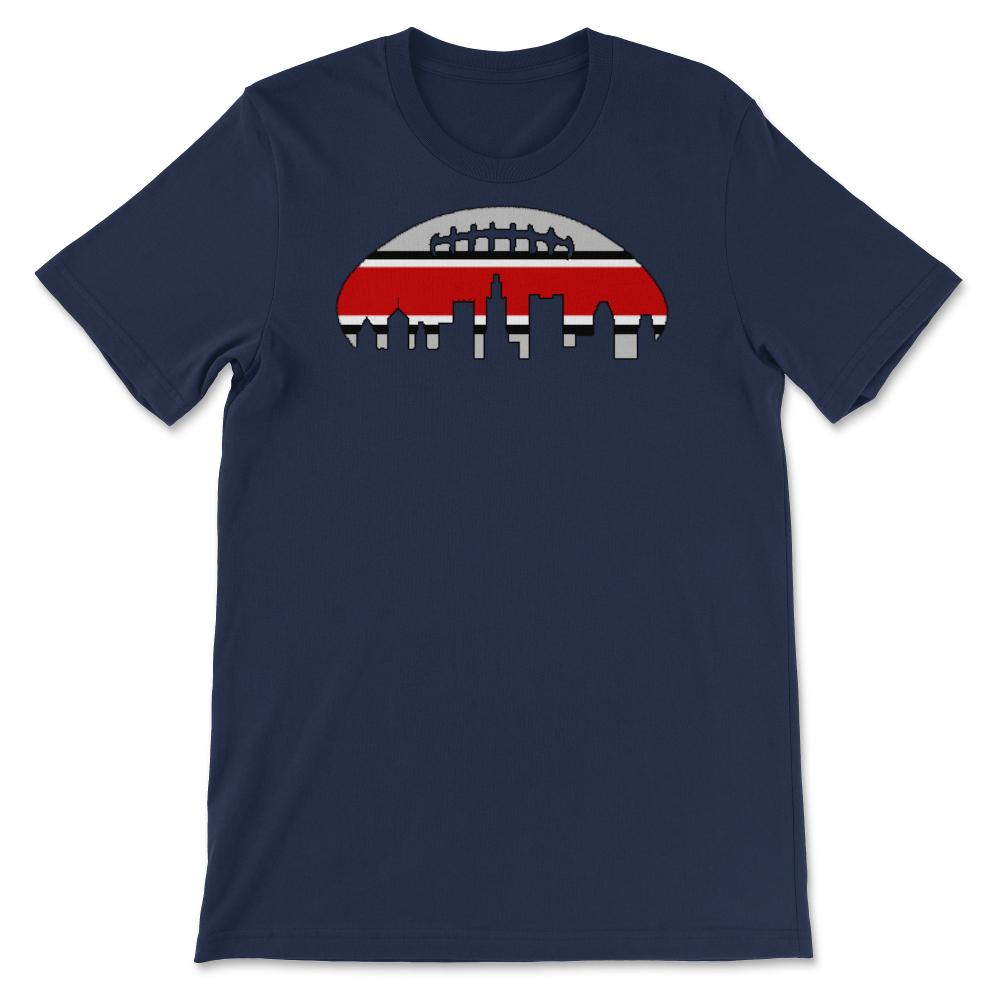 Columbus OHIO City Skyline Football Helmet Stripe Fan - Unisex T-Shirt - Navy