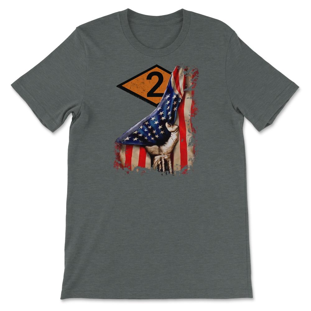 Second 2nd Ranger Battalion Orange Diamond USA Flag Pull Back - Unisex T-Shirt - Dark Grey Heather