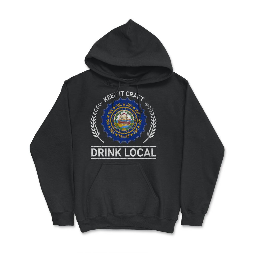 Drink Local New Hampshire Vintage Craft Beer Bottle Cap Brewing - Hoodie - Black