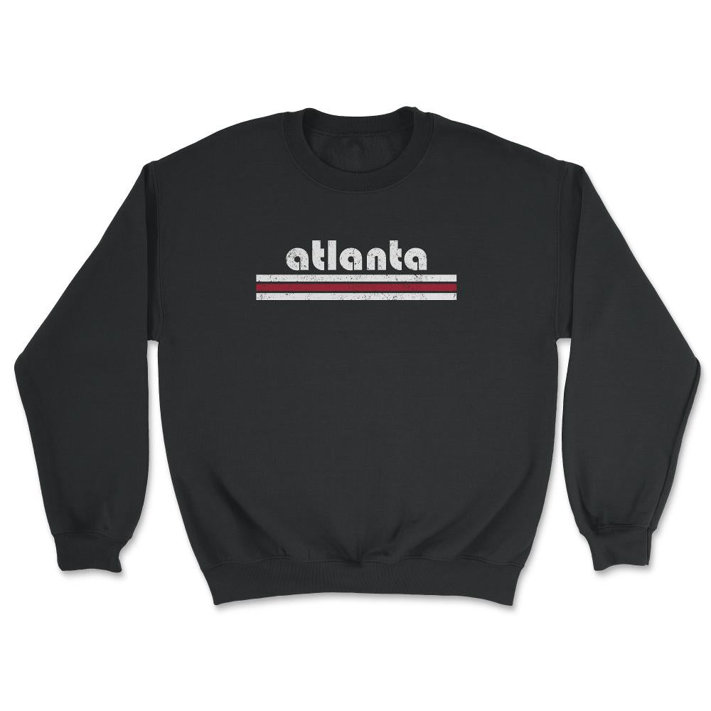 Vintage Atlanta Georgia Retro Three Stripe Weathered - Unisex Sweatshirt - Black