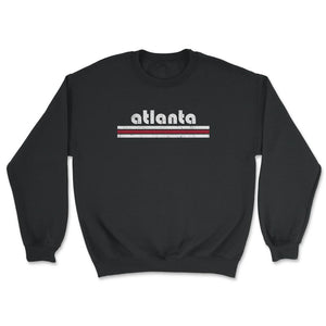 Vintage Atlanta Georgia Retro Three Stripe Weathered - Unisex Sweatshirt - Black