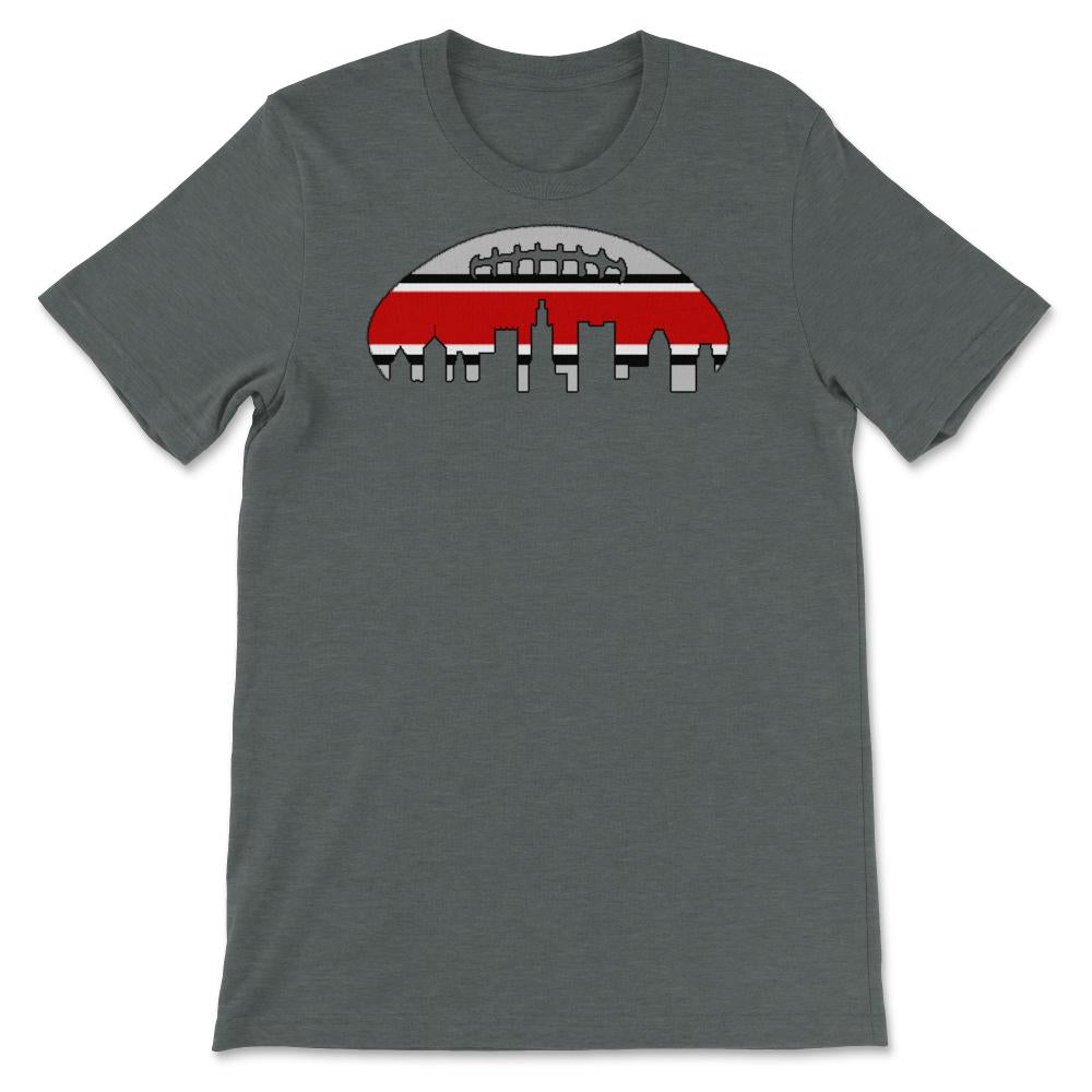 Columbus OHIO City Skyline Football Helmet Stripe Fan - Unisex T-Shirt - Dark Grey Heather