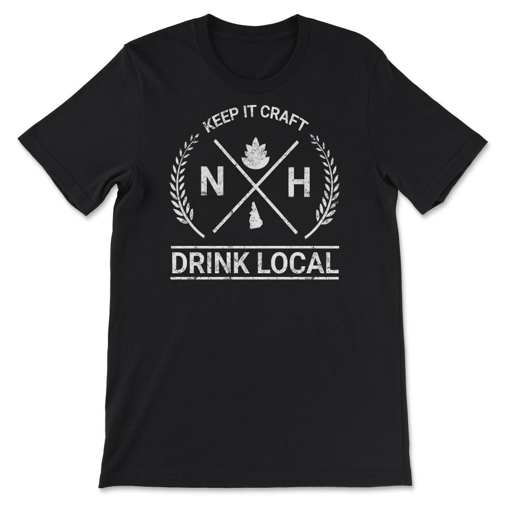 Drink Local New Hampshire Vintage Craft Beer Brewing - Unisex T-Shirt - Black