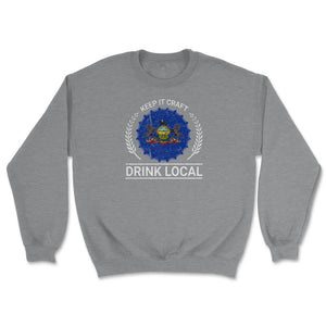 Drink Local Pennsylvania Vintage Craft Beer Bottle Cap Brewing - Unisex Sweatshirt - Grey Heather