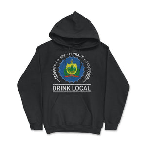 Drink Local Vermont Vintage Craft Beer Bottle Cap Brewing - Hoodie - Black