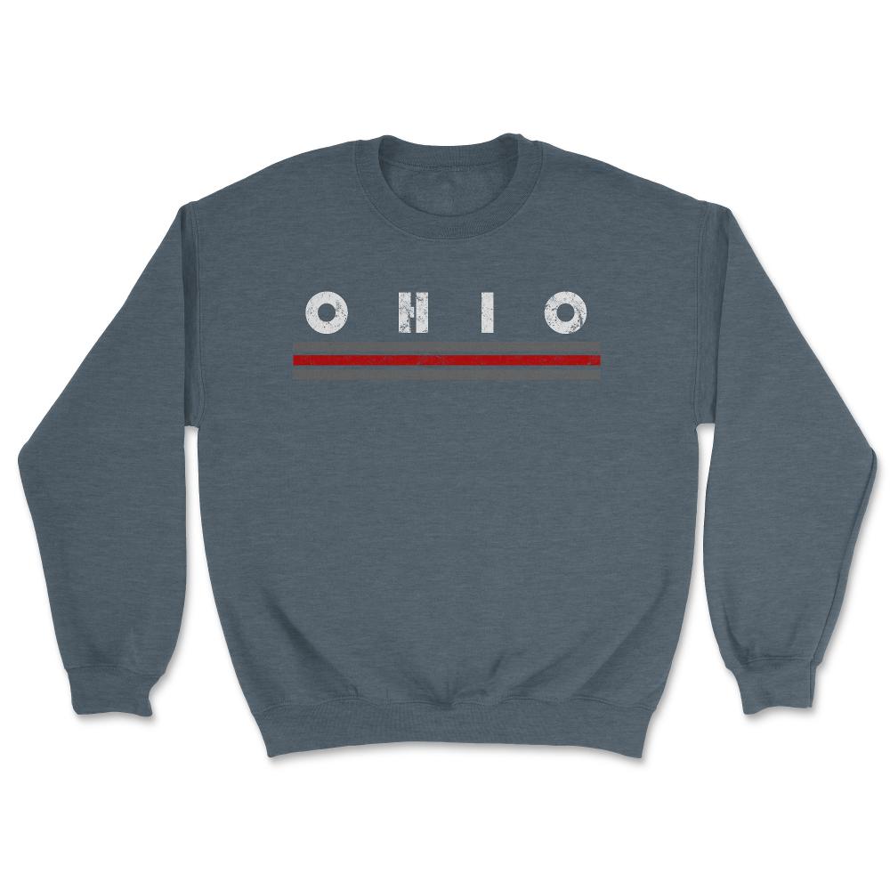 Vintage OHIO Retro Three Stripe Weathered - Unisex Sweatshirt - Dark Grey Heather