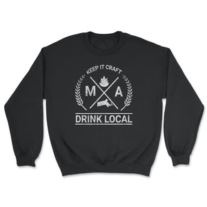 Drink Local Massachusetts Vintage Craft Beer Brewing Unisex T-shirt - Unisex Sweatshirt - Black