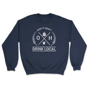 Drink Local Ohio Vintage Craft Beer Brewing - Unisex Sweatshirt - Navy