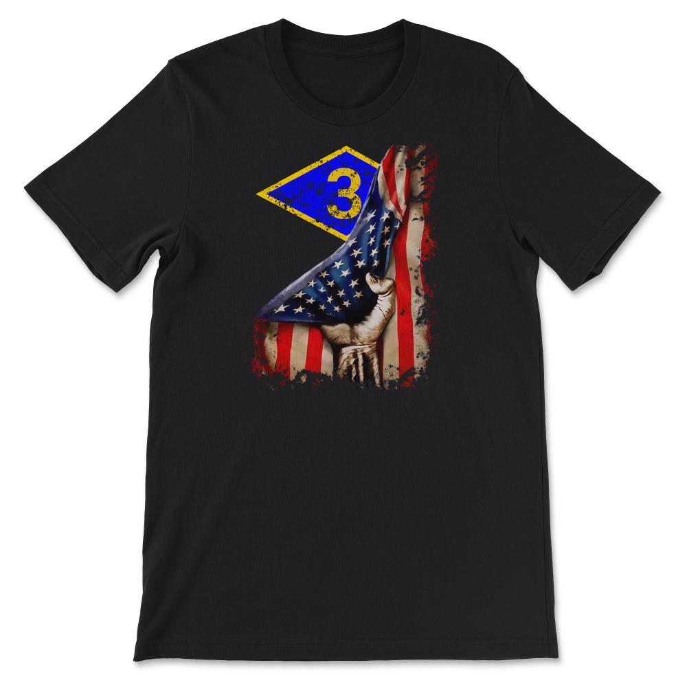 Third 3rd Ranger Battalion Blue Diamond USA Flag Pull Back Patriotic - Unisex T-Shirt - Black