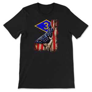 Third 3rd Ranger Battalion Blue Diamond USA Flag Pull Back Patriotic - Unisex T-Shirt - Black