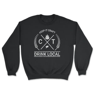 Drink Local Connecticut Vintage Craft Beer Brewing - Unisex Sweatshirt - Black