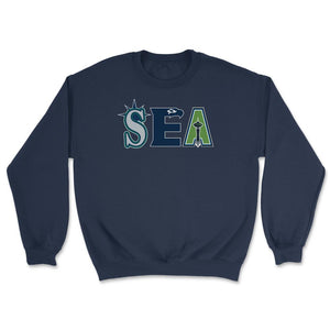 Seattle Washington Sports Fan Three Letter City Abbreviation - Unisex Sweatshirt - Navy