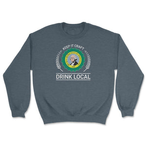 Drink Local Washington State Vintage Craft Beer Bottle Cap Brewing - Unisex Sweatshirt - Dark Grey Heather