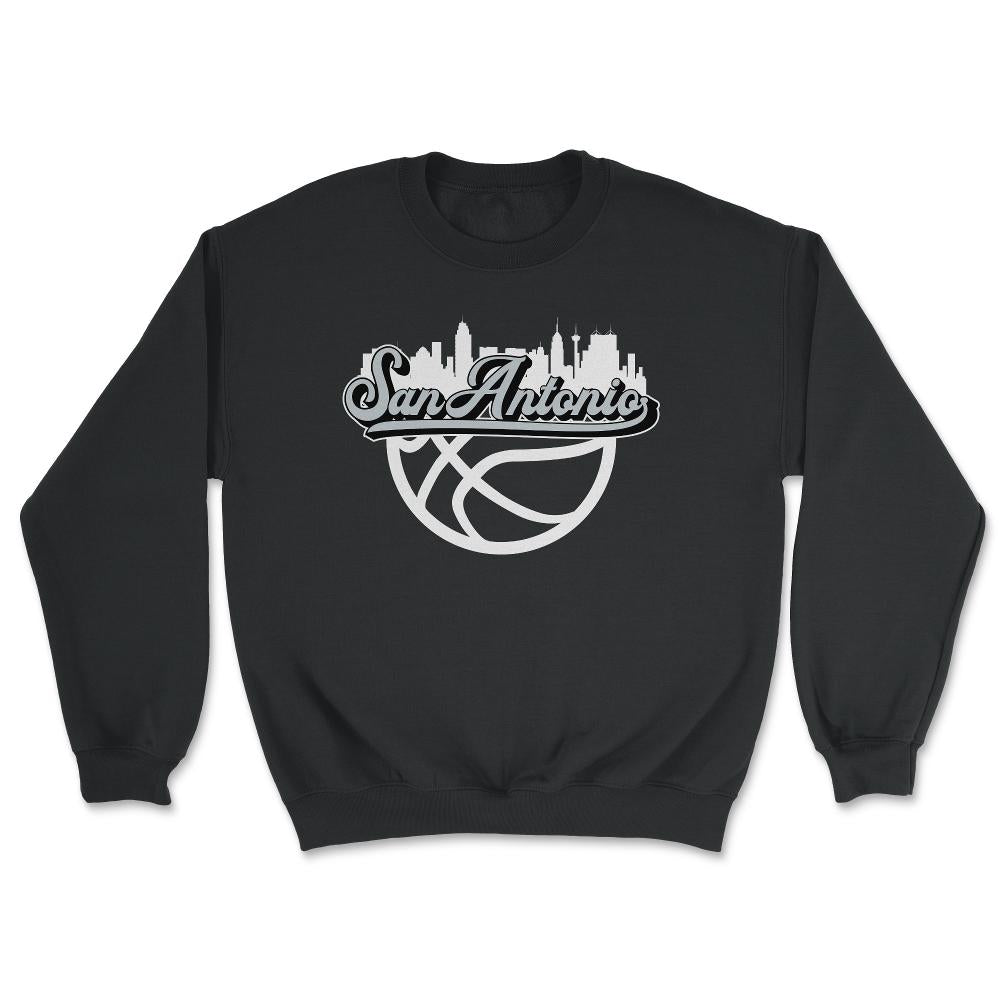 San Antonio Texas Basketball Fan City Skyline Classic Script - Unisex Sweatshirt - Black