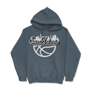 San Antonio Texas Basketball Fan City Skyline Classic Script - Hoodie - Dark Grey Heather