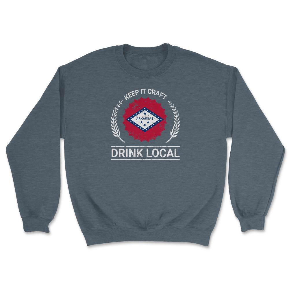 Drink Local Arkansas Vintage Craft Beer Bottle Cap Brewing - Unisex Sweatshirt - Dark Grey Heather