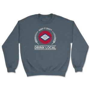 Drink Local Arkansas Vintage Craft Beer Bottle Cap Brewing - Unisex Sweatshirt - Dark Grey Heather