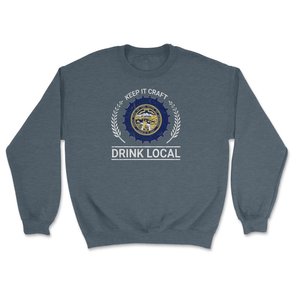 Drink Local Nebraska Vintage Craft Beer Brewing - Unisex Sweatshirt - Dark Grey Heather