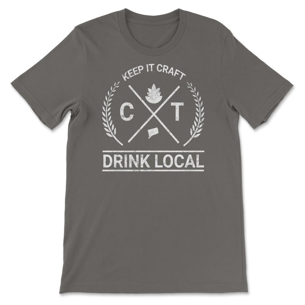 Drink Local Connecticut Vintage Craft Beer Brewing - Unisex T-Shirt - Smoke Grey