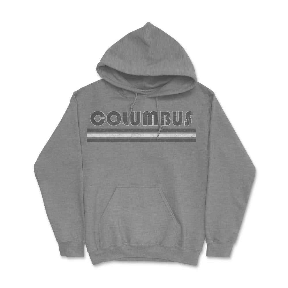 Vintage Columbus Ohio Retro Three Stripe Weathered - Hoodie - Grey Heather