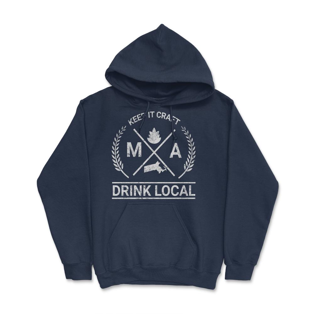 Drink Local Massachusetts Vintage Craft Beer Brewing Unisex T-shirt - Hoodie - Navy