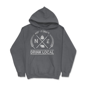 Drink Local Nebraska Vintage Craft Beer Brewing - Hoodie - Smoke Grey