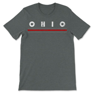 Vintage OHIO Retro Three Stripe Weathered - Unisex T-Shirt - Dark Grey Heather