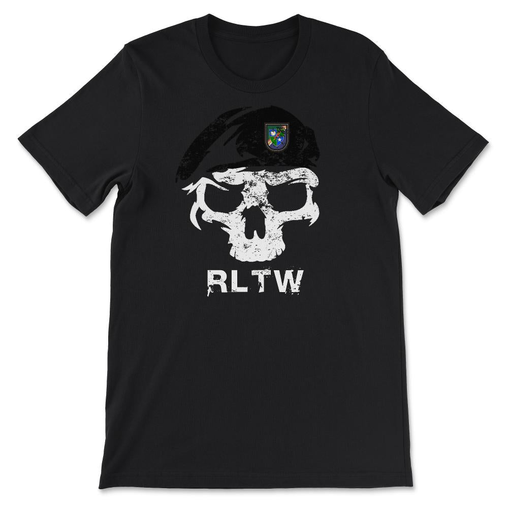 Vintage Army 75th Ranger Regiment DUI RLTW Skull Tan Beret Airborne - Unisex T-Shirt - Black