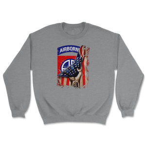 82nd Airborne Division US Flag Tear All The Way Paratrooper - Unisex Sweatshirt - Grey Heather