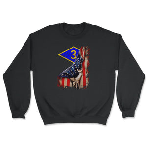 Third 3rd Ranger Battalion Blue Diamond USA Flag Pull Back Patriotic - Unisex Sweatshirt - Black