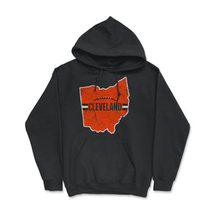 Cleveland Ohio Football State Outline Helmet Stripe Fan - Hoodie - Black