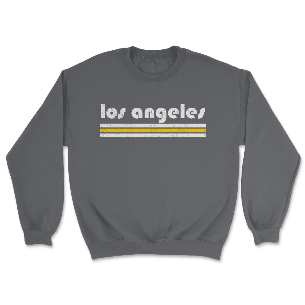 Vintage Los Angeles California Retro Three Stripe Weathered - Unisex Sweatshirt - Smoke Grey