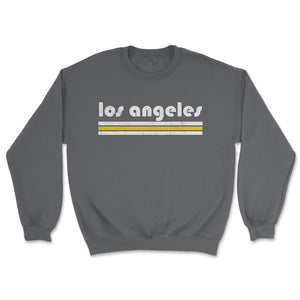 Vintage Los Angeles California Retro Three Stripe Weathered - Unisex Sweatshirt - Smoke Grey